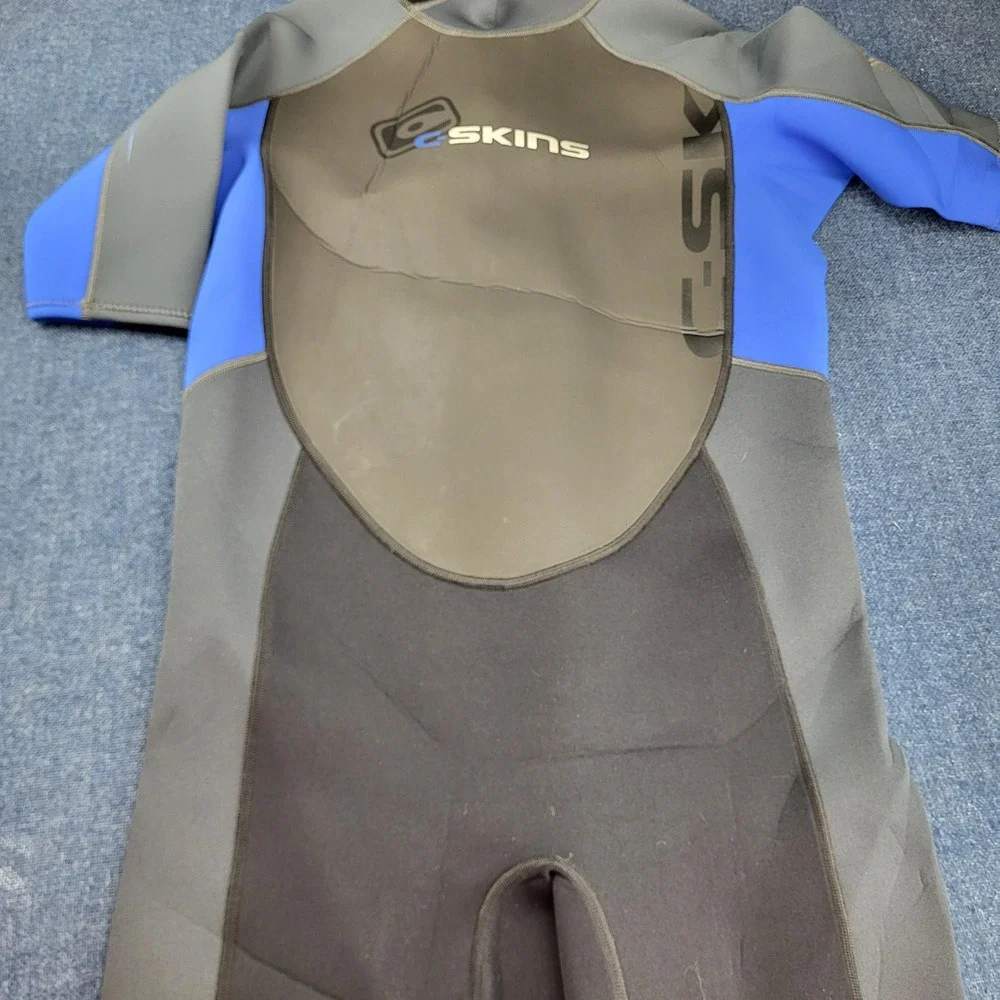 C-Skins C-Atom Wetsuit XXL Mens Blue Grey Shorty Short Sleeve Back Zip Neoprene